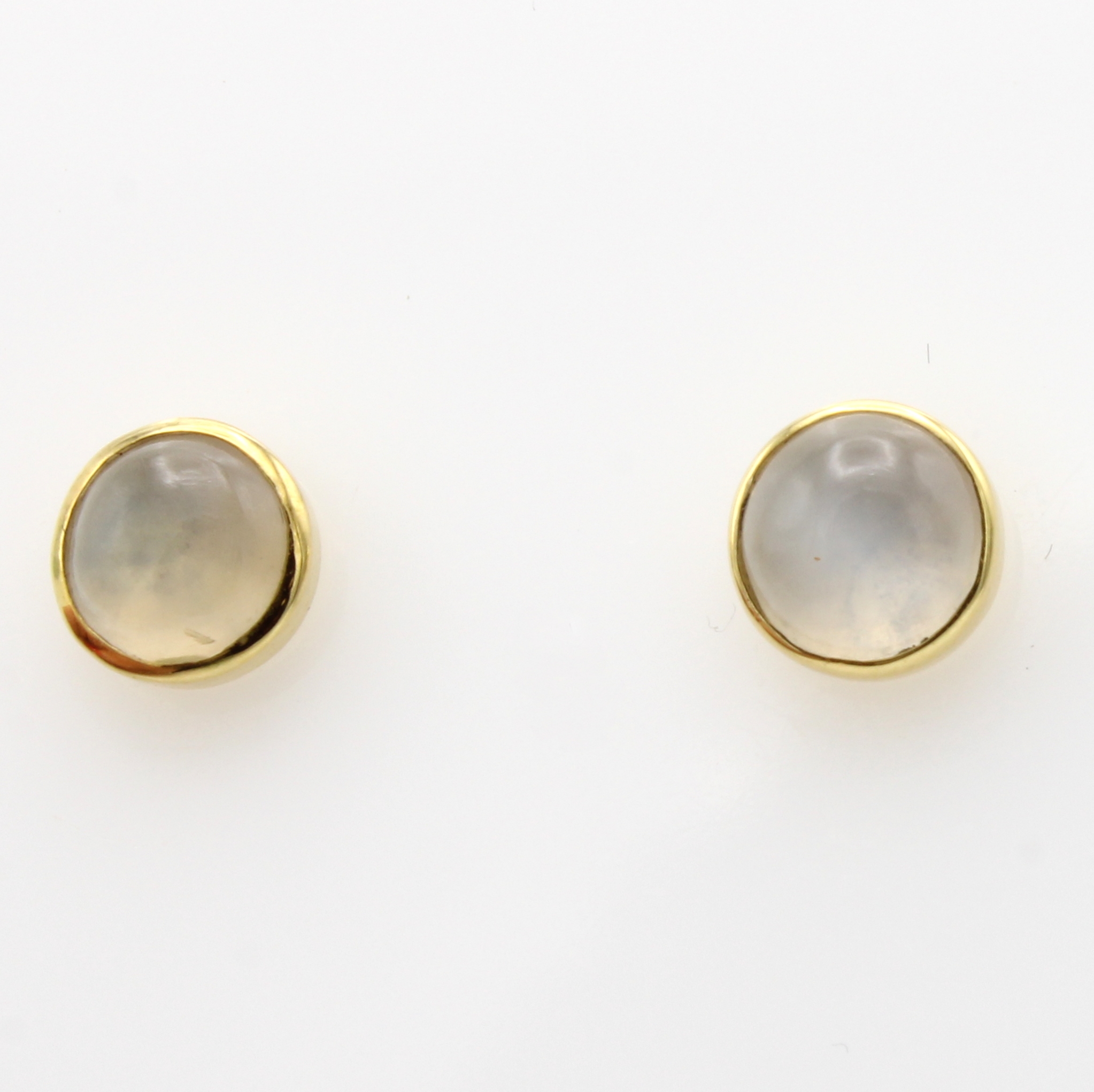 Image 26984266 - Paar Ohrstecker mit Mondsteinen, GG 585/000,runde Mondsteincabochons zus. ca. 2 ct ...