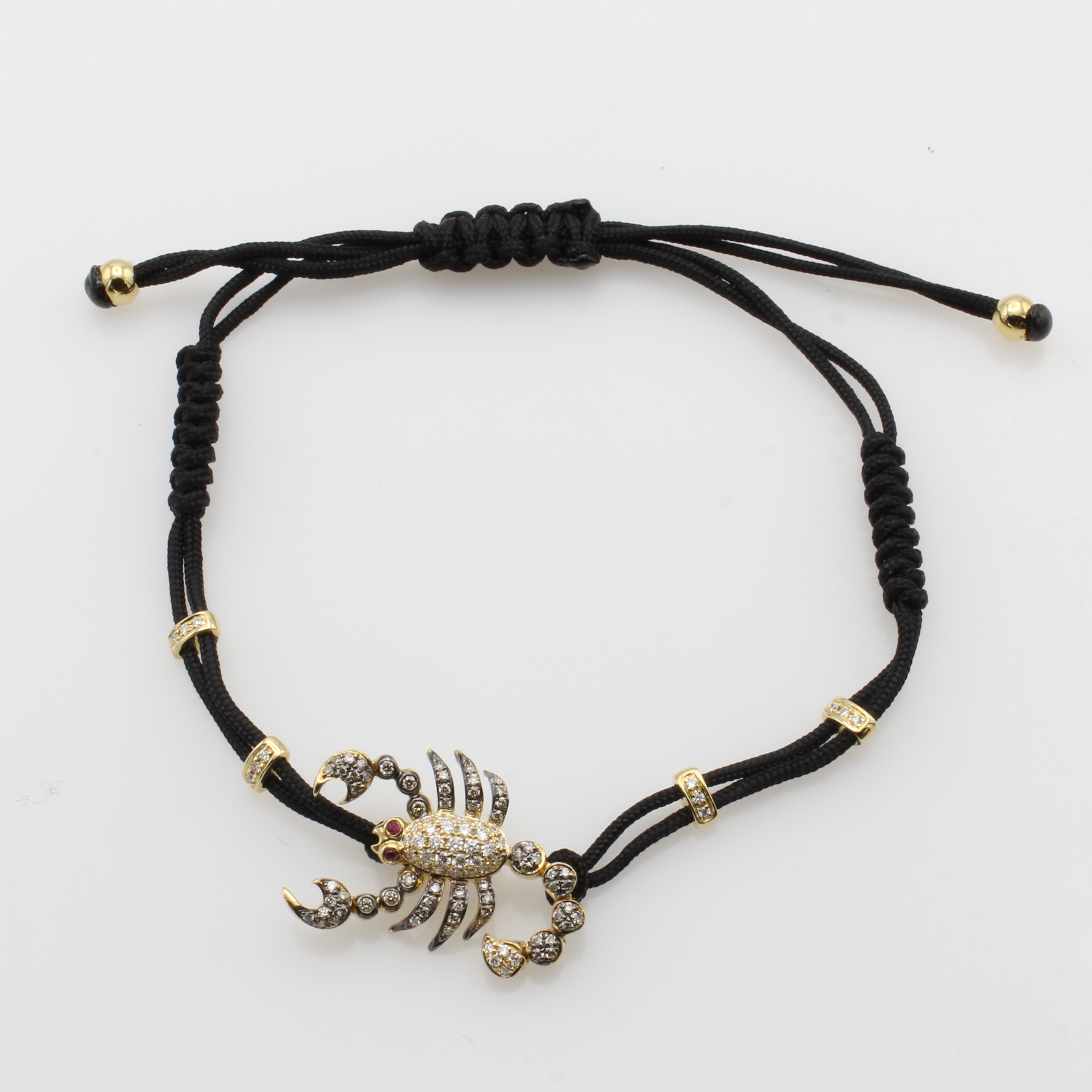 Image 26984271 - Stoffarmband ´Skorpion´ mit Diamanten, Rubinen und Brillanten, GG 750/000, braune Diam. ...