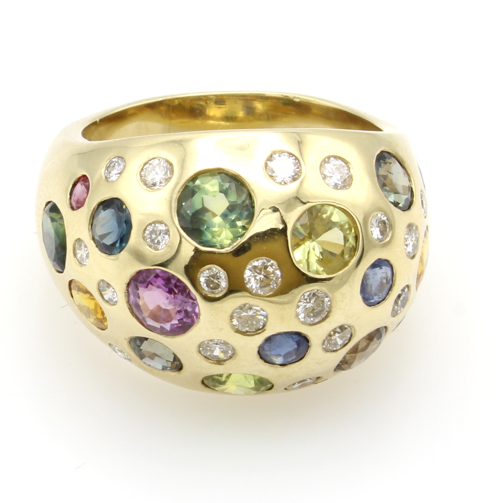 Image 26984274 - Ring mit Saphiren und Brillanten, GG 585/000, fac., multicolorfarb. Saphire zus. ca. 6.5 ...