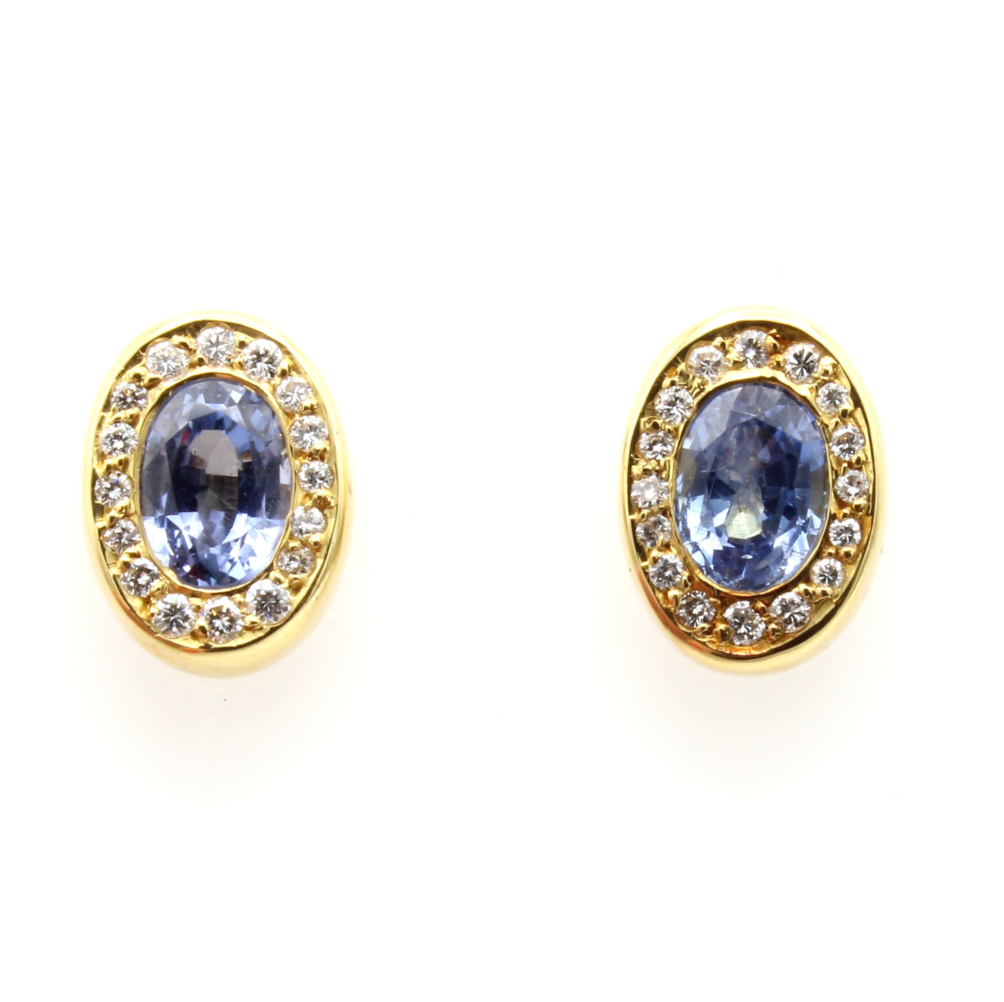 Image 26984295 - Paar Ohrstecker mit Saphiren und Brillanten, GG 750/000, fac. Saphire zus. ca. 3.72 ct ...