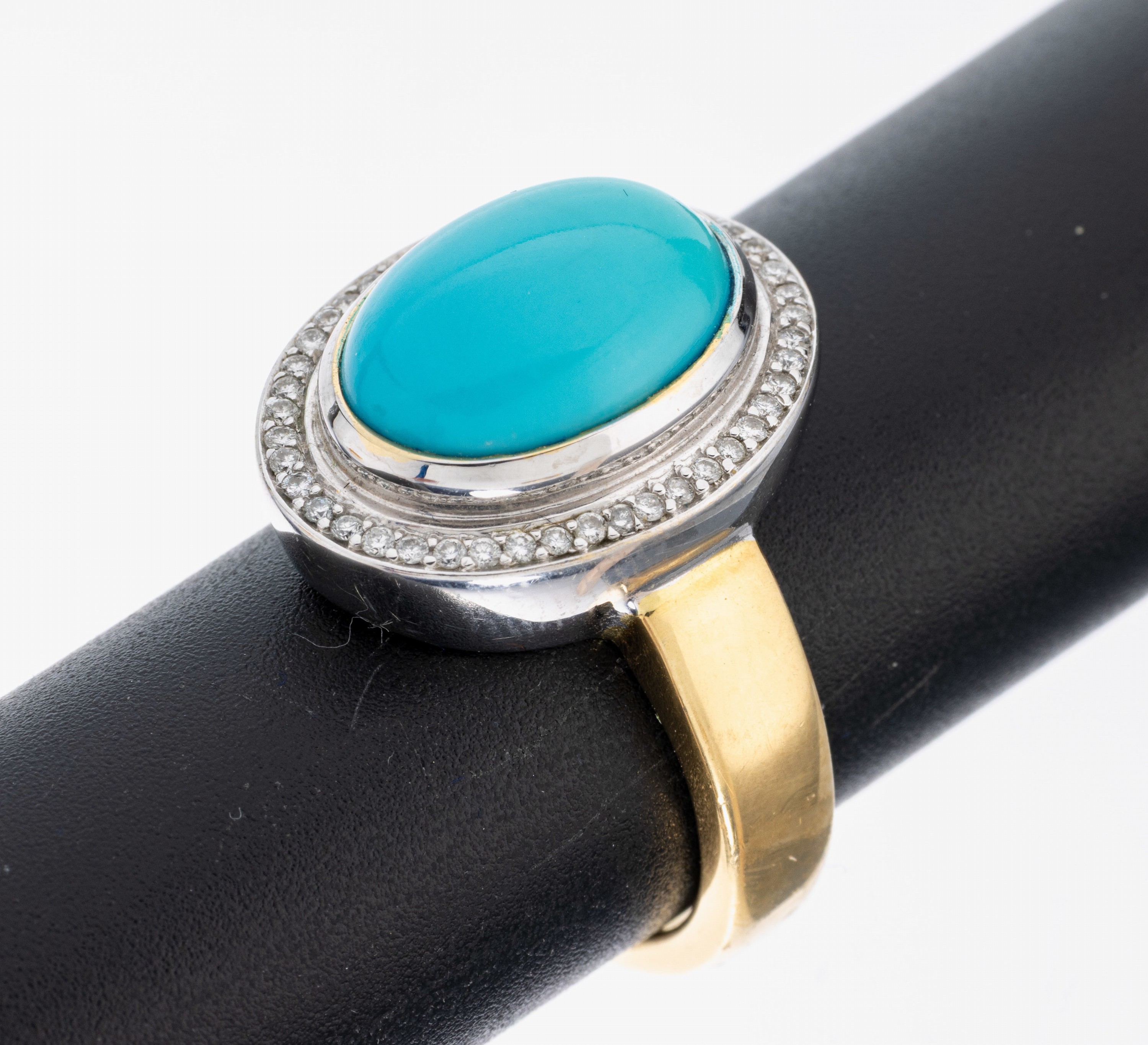 Image 26984299 - 18 kt Gold Türkis-Brillant-Ring, GG/WG 750/000, qualitätvolle Verarbeitung, WG- ...
