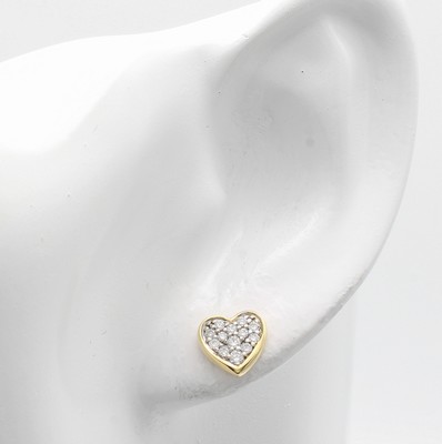 26984201a - Paar Herzohrstecker mit Brillanten, GG 750/ 000 z.T. rhod., Brill. zus. ca. 0.28 ct ...