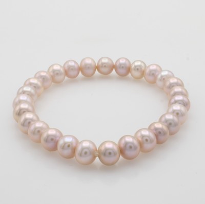 Image Elastisches Süßwasserzuchtperlenarmband, roséf. Perlen ca. 7.5-8 mm