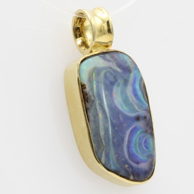 26984239a - Anhänger mit Boulderopal, GG 585/000, abgeeckte bis ovale Form, Boulderopal ca. 9.1 ct ...