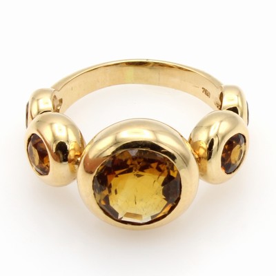 26984248a - Ring mit Citrinen, GG 750/000, 4 runde, fac.Citrine zus. ca. 4 ct, RW ca. 55 ...
