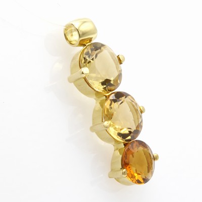 26984256a - Anhänger mit Citrinen, GG 585/000, 3 runde, fac. Citrine in Krappenfassungen zus. ca. ...