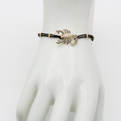 26984271a - Stoffarmband ´Skorpion´ mit Diamanten, Rubinen und Brillanten, GG 750/000, braune Diam. ...