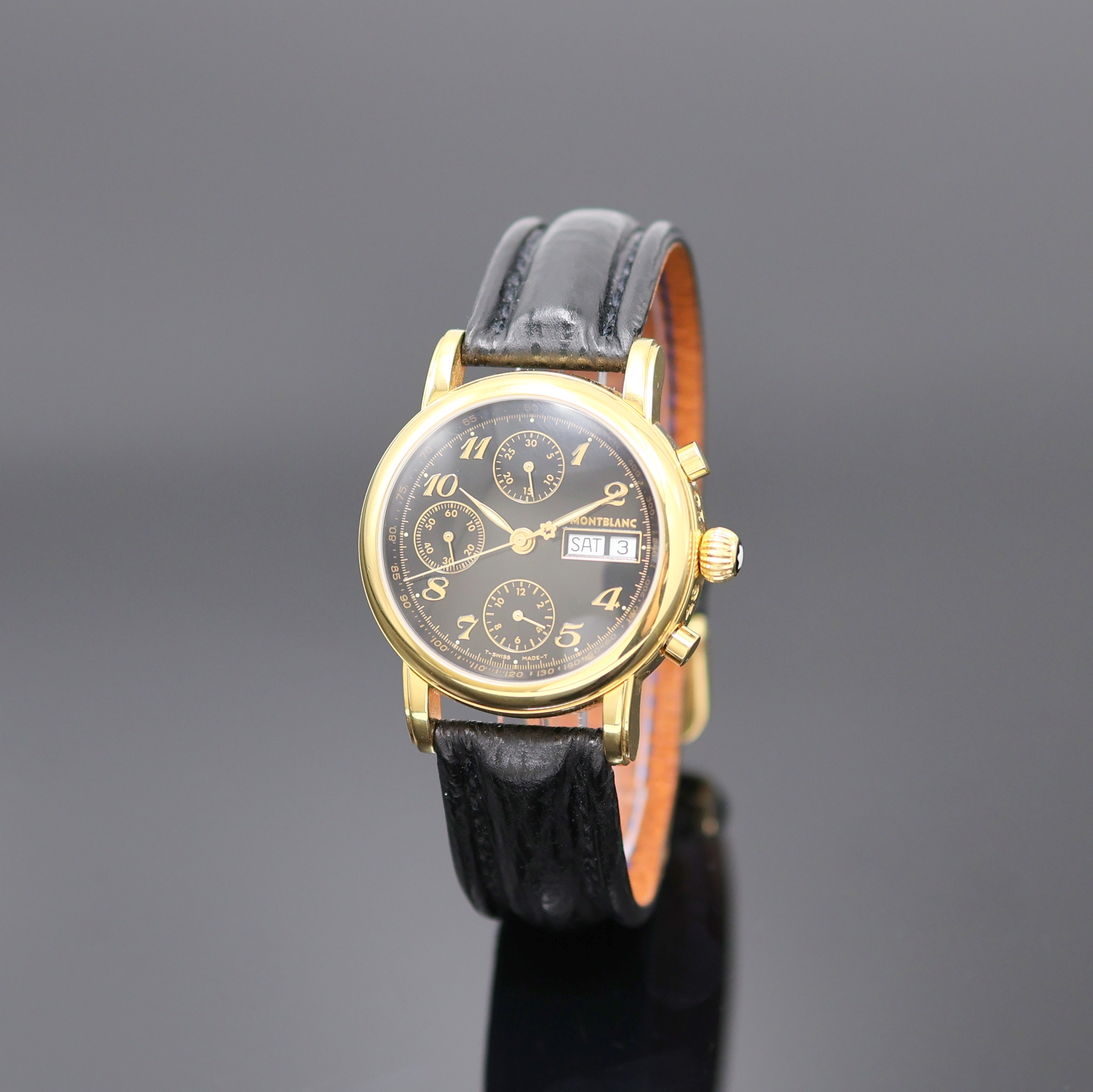 Image 26984303 - MONTBLANC Meisterstück vergoldeter Armbandchronograph, Schweiz um 1995, Automatik, ...