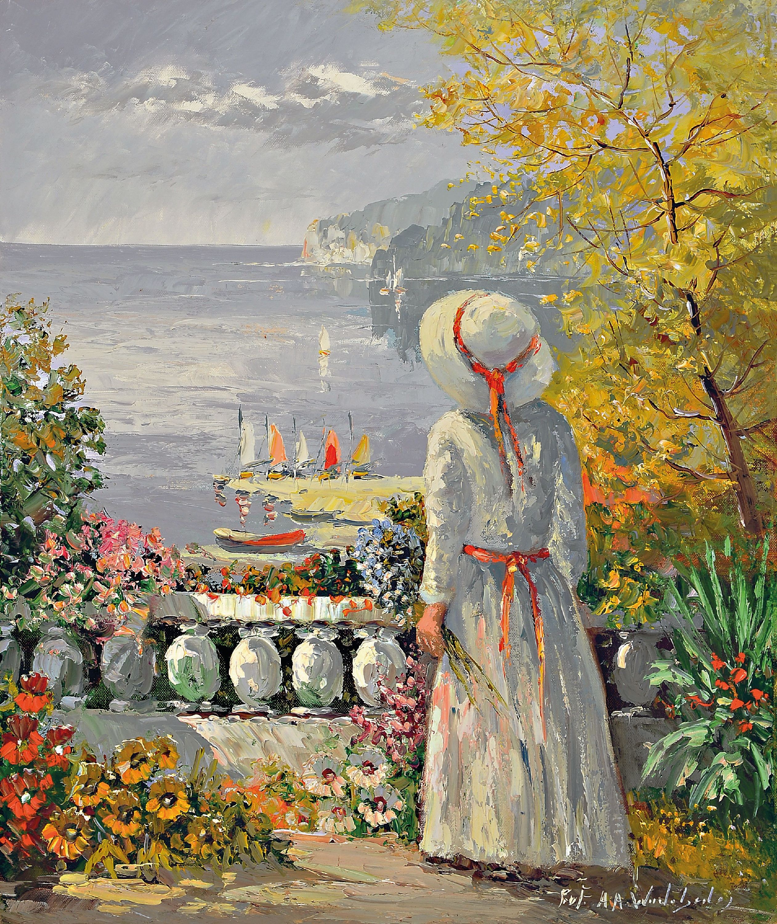 Image 26984304 - Prof. August Alexander Wendehals, 1934-2003 Ossendorf, Junge Frau blickt von der ...