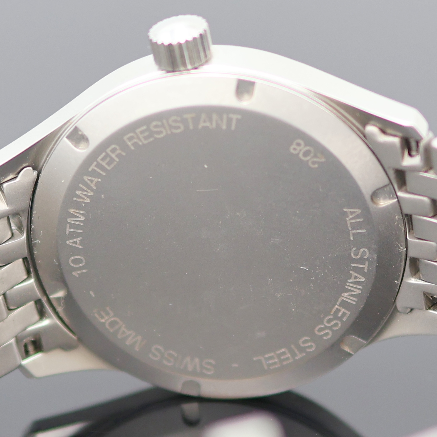Detail e: CHRONOSPORT Herrenarmbanduhr in Stahl, Schweiz um 2005, Handaufzug, Boden verschr., matt. Geh., neutr. Stahlband m. dopp. Faltschl., silb. Zifferbl. ...