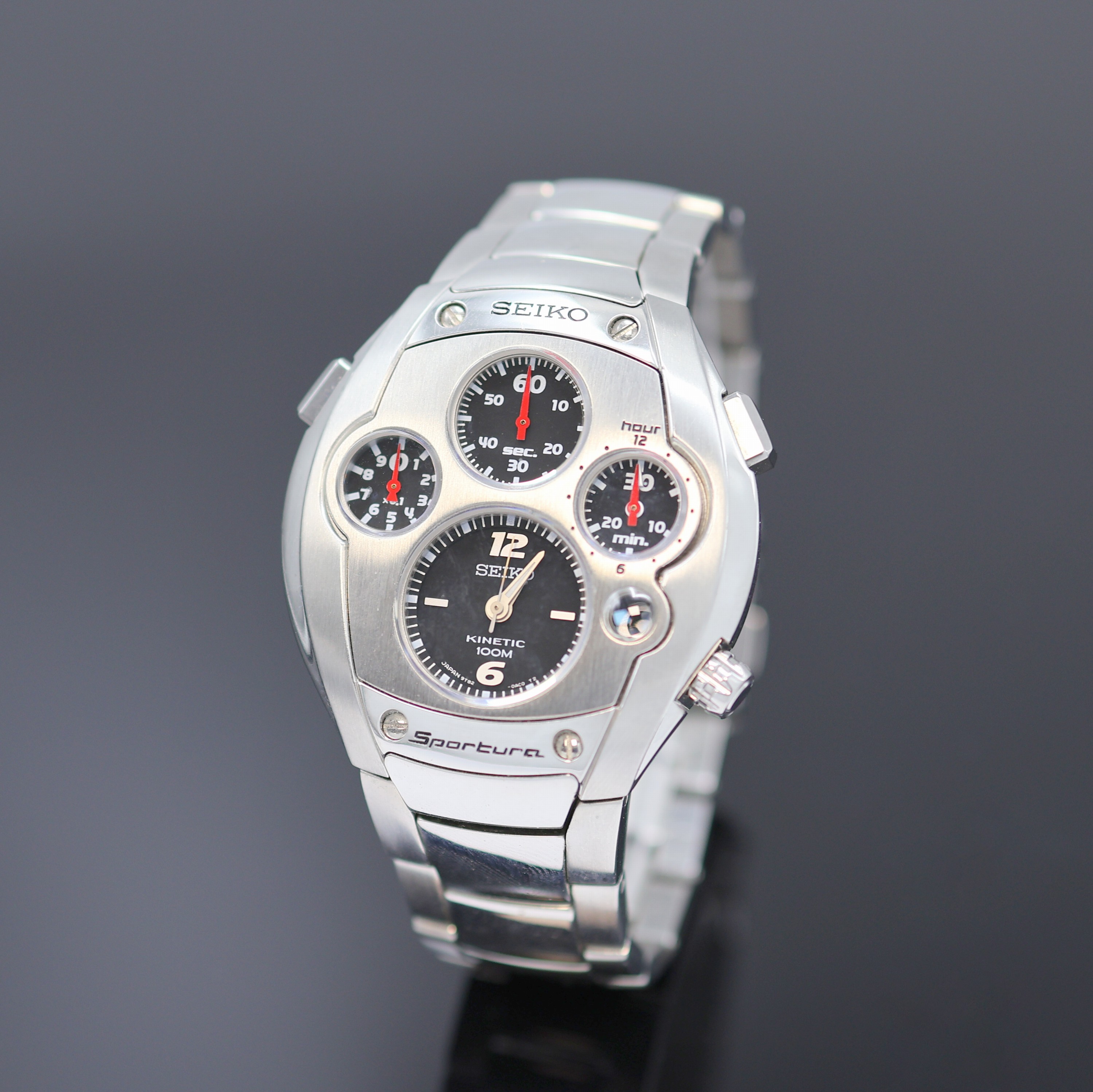 Image 26984317 - SEIKO Kinetic Sportura Herrenarmbanduhr mit Chronograph Referenz 9T82-0AC0, Japan 1990er ...