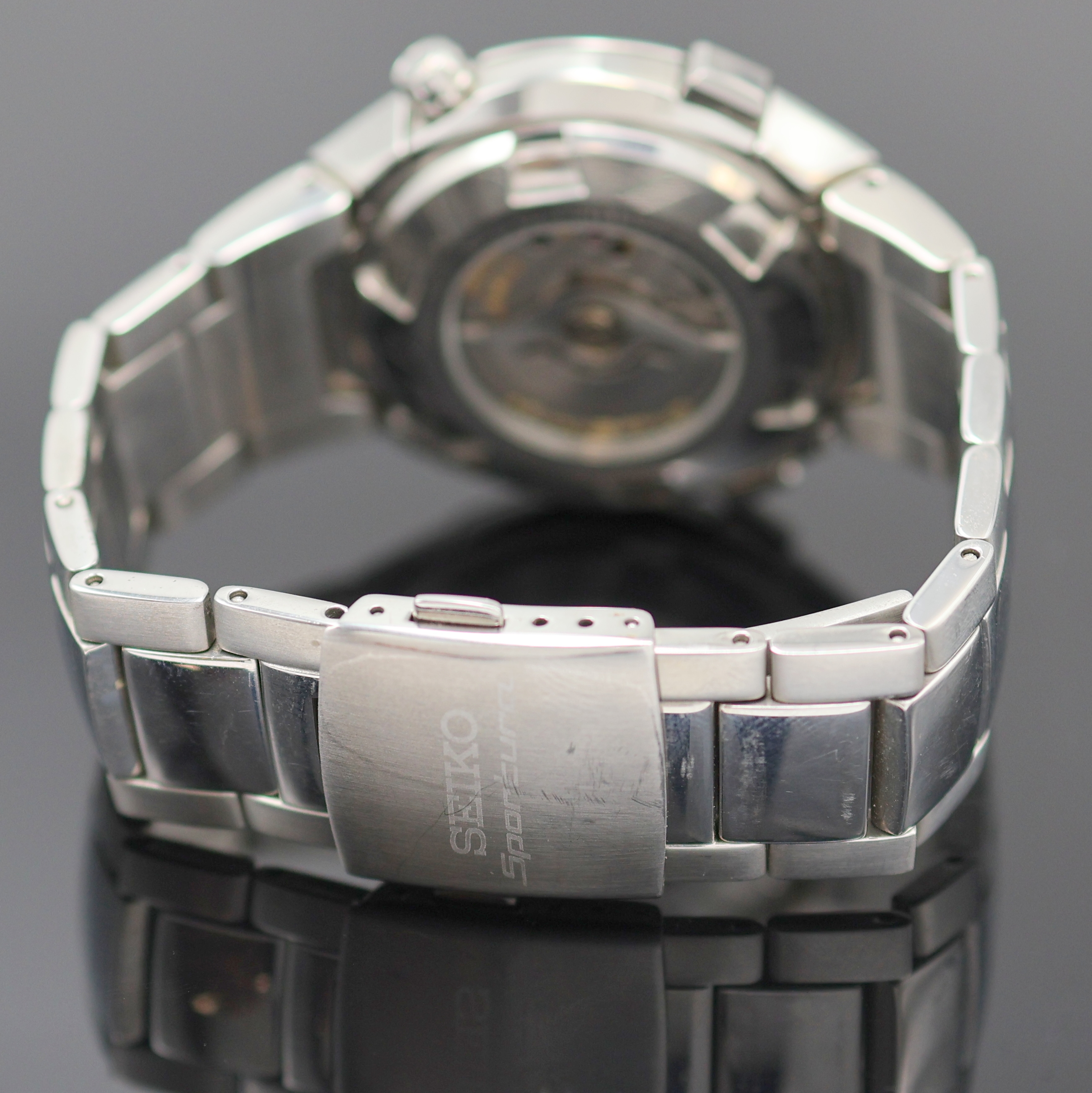 Detail b: SEIKO Kinetic Sportura Herrenarmbanduhr mit Chronograph Referenz 9T82-0AC0, Japan 1990er Jahre, Automatik-Generatorprinzip, massiv Edelstahlgeh. ...