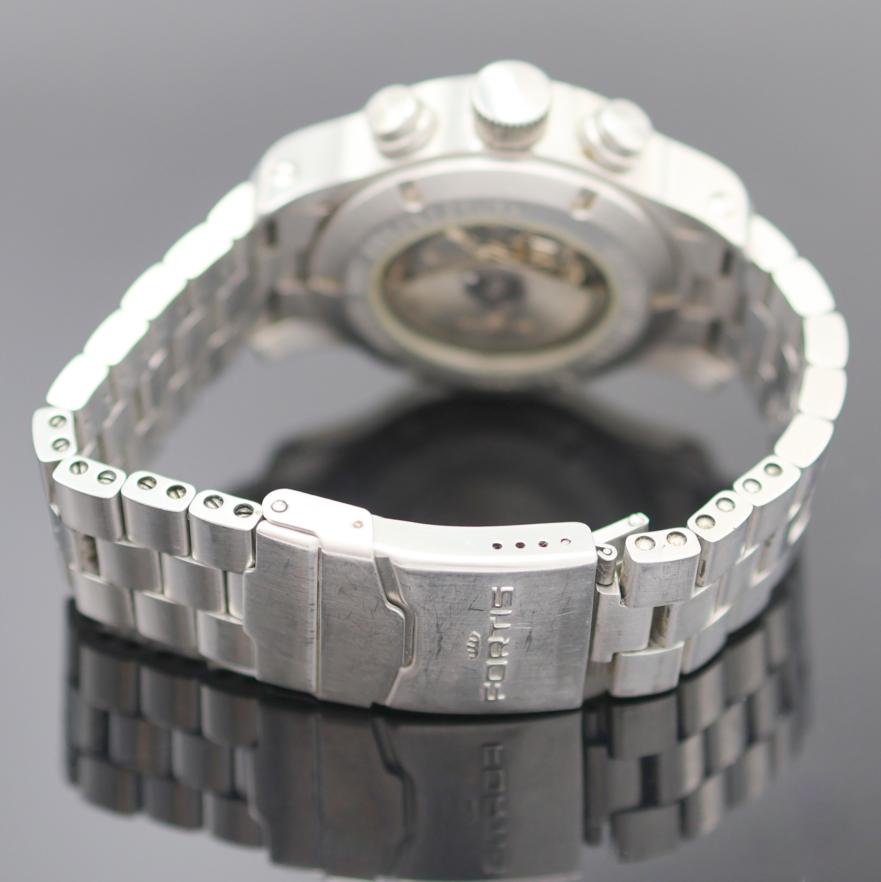 Detail b: FORTIS Herrenchronograph B42 GMT Referenz 637.10.172, Schweiz um 1995, Automatik, massives Edelstahlgeh. beids. vergl., Boden u. Krone verschr., ...