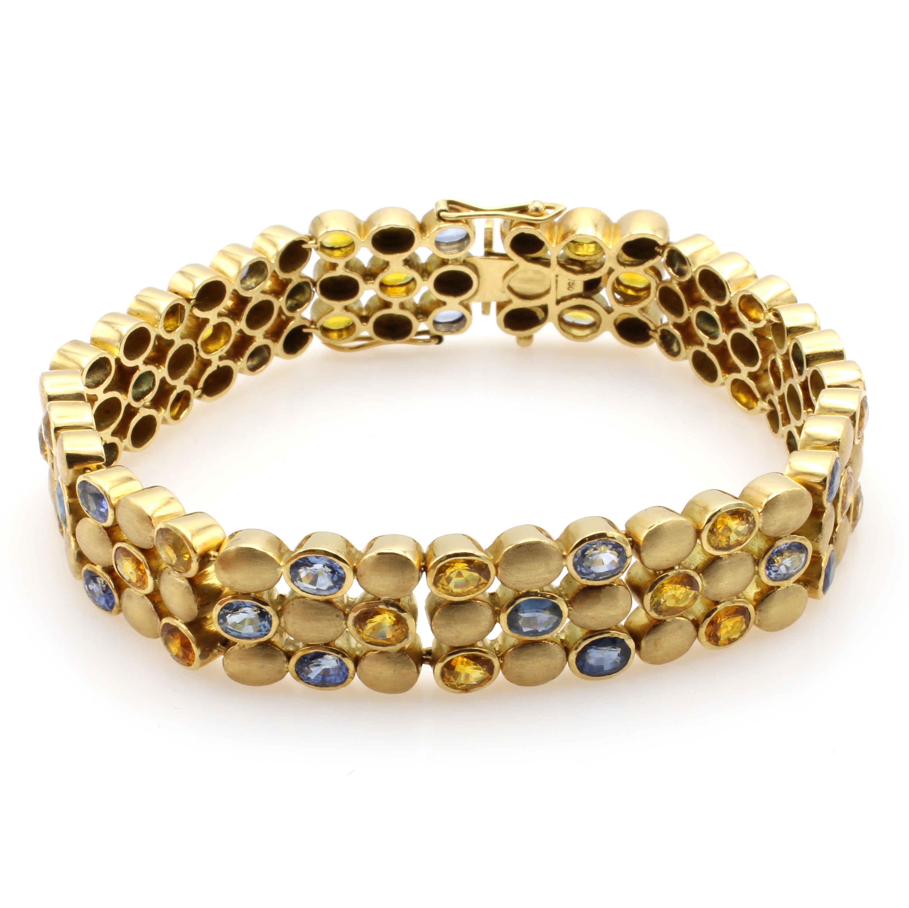 Image 26984330 - Armband mit Saphiren, GG 750/000, gelbe und blaue Saphire zus. ca. 25.3 ct, mattierte ...