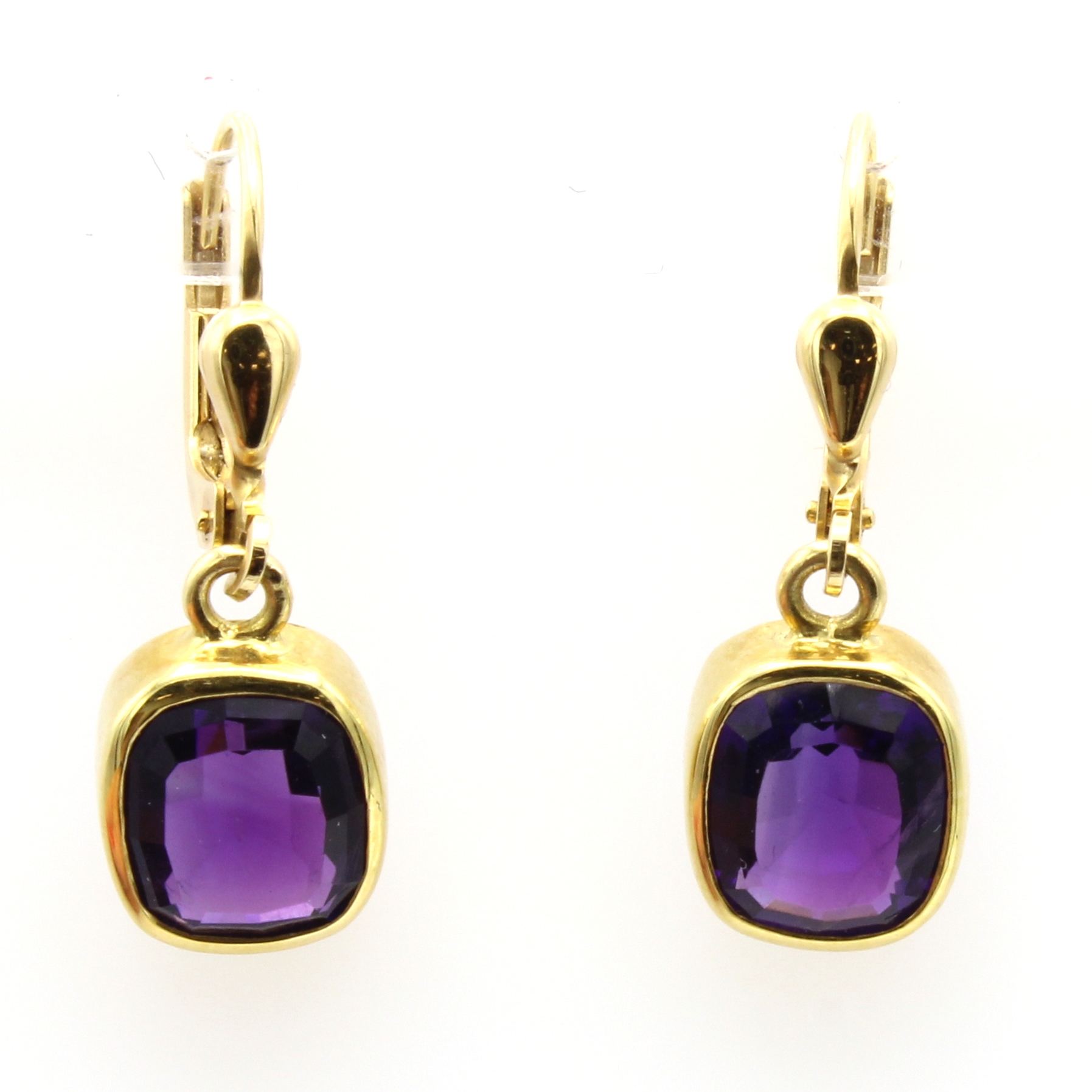 Image 26984359 - Paar Ohrgehänge mit Amethysten, GG 585/000, fac. Amethyste zus. ca. 4.5 ct ...