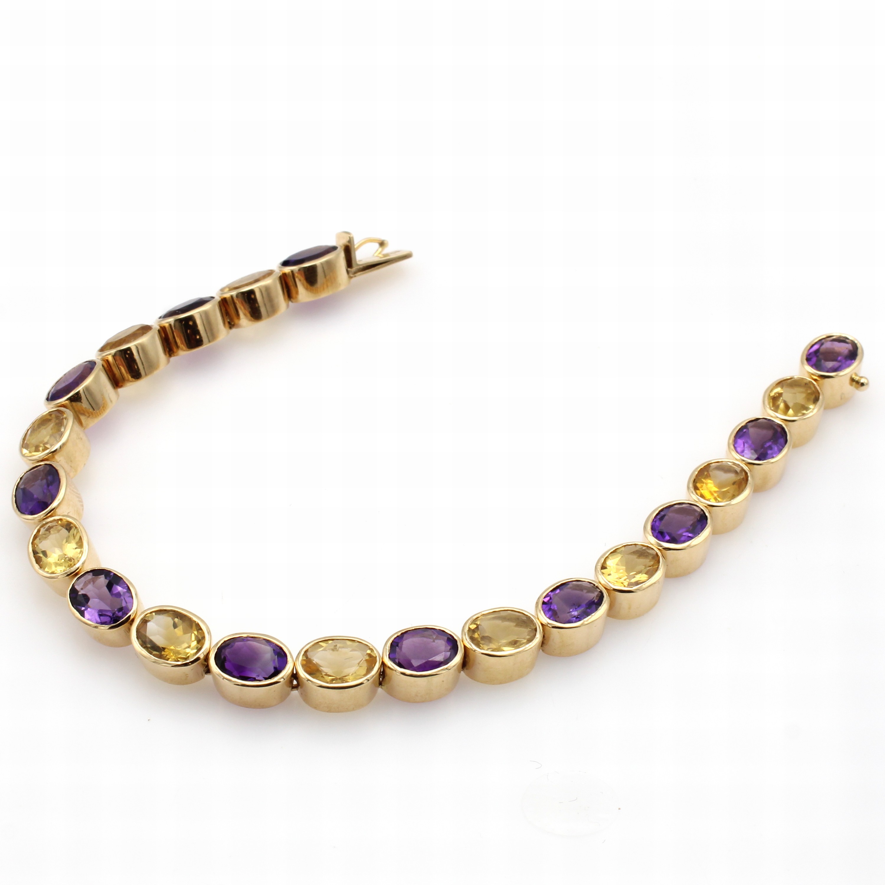 Image 26984362 - Armband mit Farbsteinen, GG 585/000, ovale Citrine und Amethyste im Wechsel gef. zus. ...