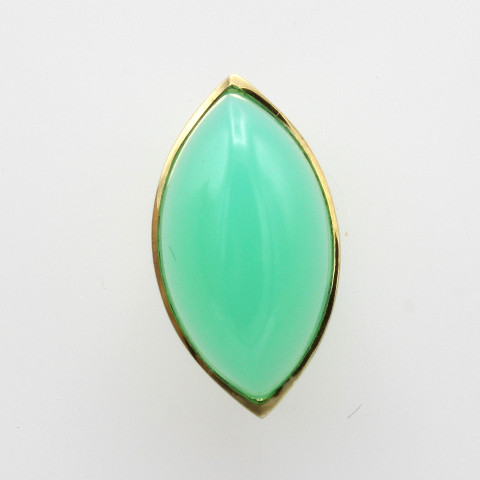 Image 26984366 - Anhänger mit Chrysopras, GG 585/000, Chrysoprasnavette ca. 8 ct Schätzpreis: 1100, - ...