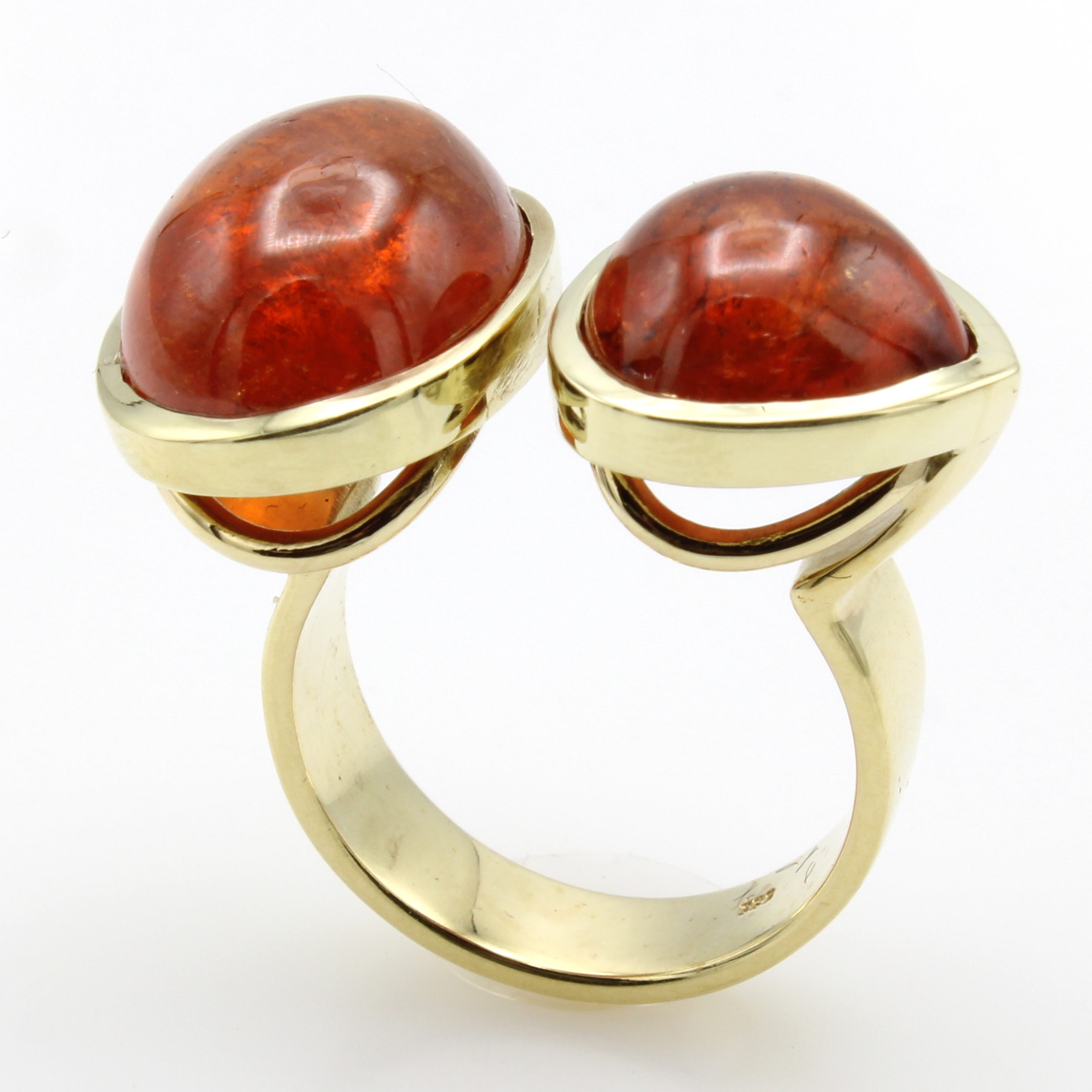 Image 26984379 - Ring mit Mandaringranaten, GG 585/000, offengearb., Mandaringranatcabochons zus. ca. ...