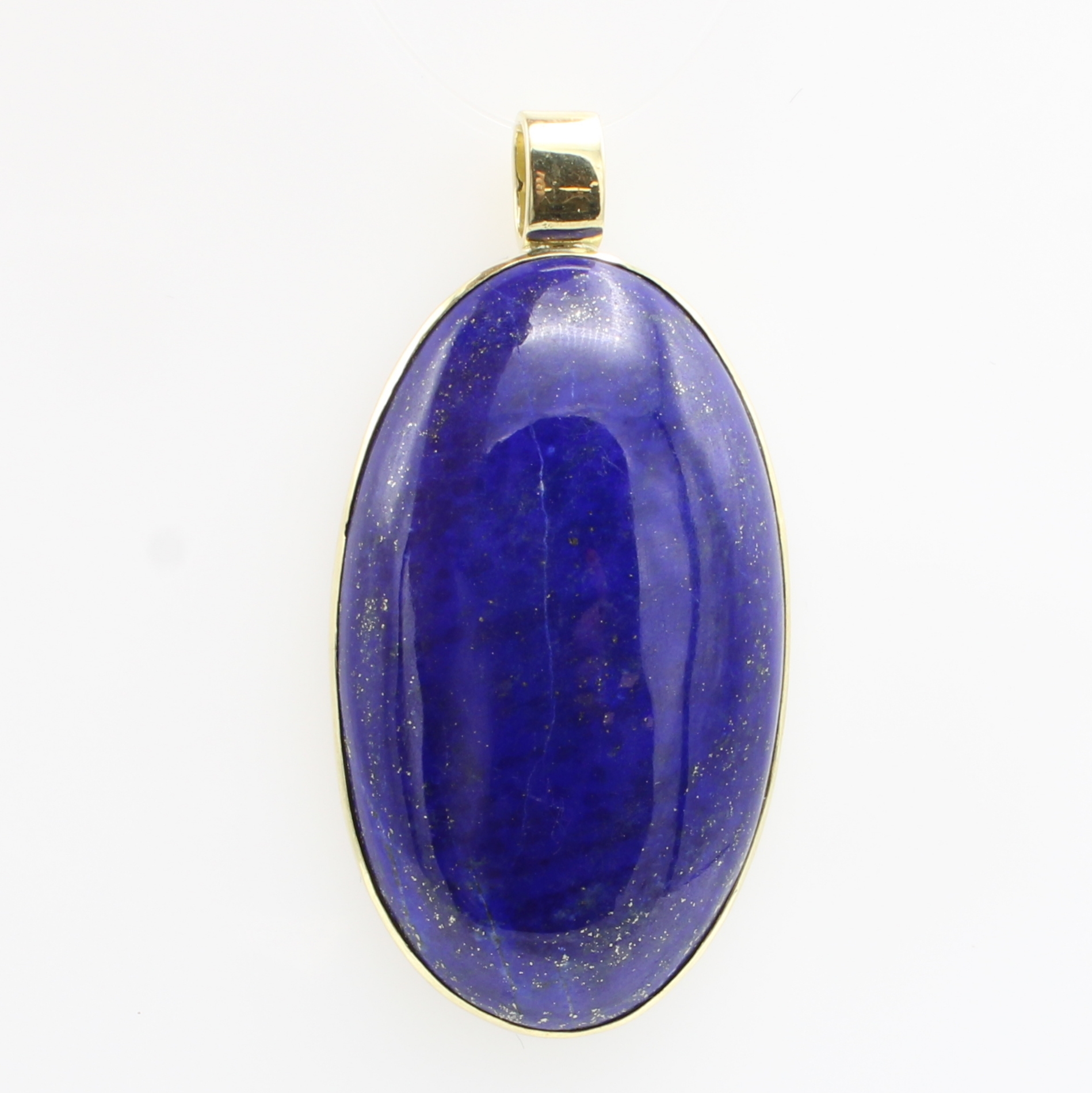 Image 26984385 - Anhänger mit Lapislazuli, GG 585/000, ovalerLapislazulicabochon ca. 95 ct in schmaler ...