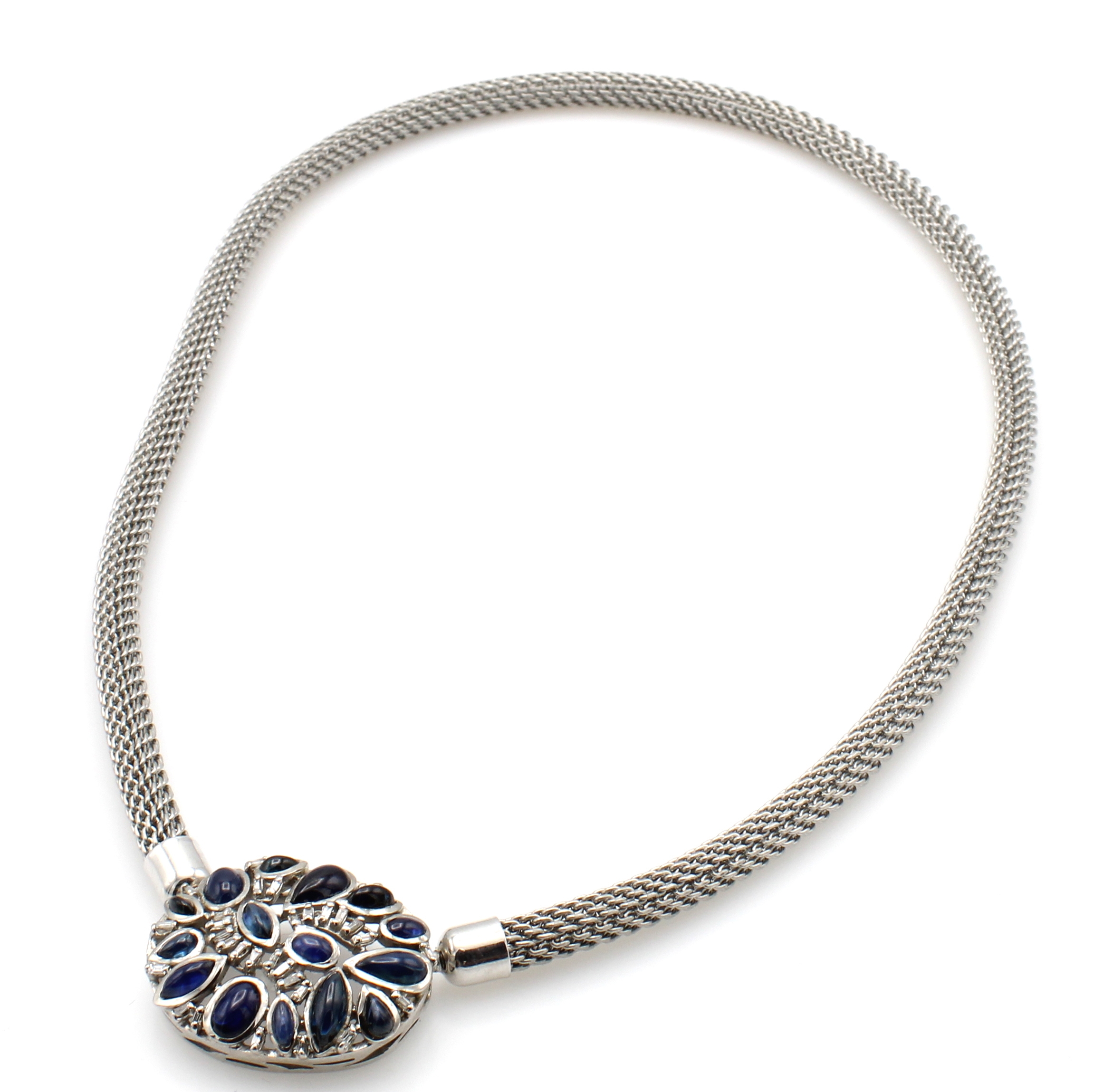 Image 26984394 - Wechselschließe mit Saphiren und Diamanten an Edelstahlschlauch, Endkappen 925er ...