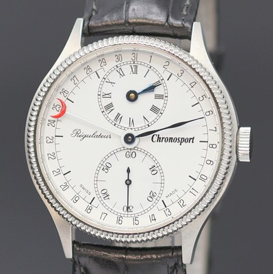 26984312a - CHRONOSPORT Regulateur Armbanduhr in Stahl Referenz 7040, Schweiz um 2005, Handaufzug, ...