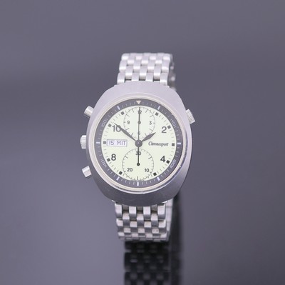 Image CHRONOSPORT Armbandchronograph in Stahl, Schweiz um 2004, Automatik, Boden u. Krone ...