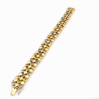 26984330a - Armband mit Saphiren, GG 750/000, gelbe und blaue Saphire zus. ca. 25.3 ct, mattierte ...