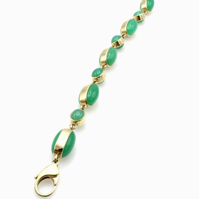 26984367a - Armband mit Chrysoprasen, GG 585/000, ovale Chrysoprascabochons zus. ca. 90.2 ct, ...