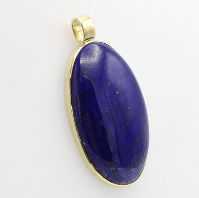 26984385a - Anhänger mit Lapislazuli, GG 585/000, ovalerLapislazulicabochon ca. 95 ct in schmaler ...