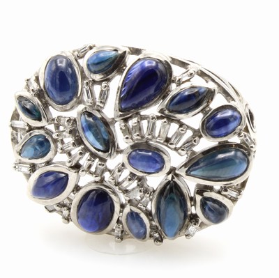 26984394a - Wechselschließe mit Saphiren und Diamanten an Edelstahlschlauch, Endkappen 925er ...