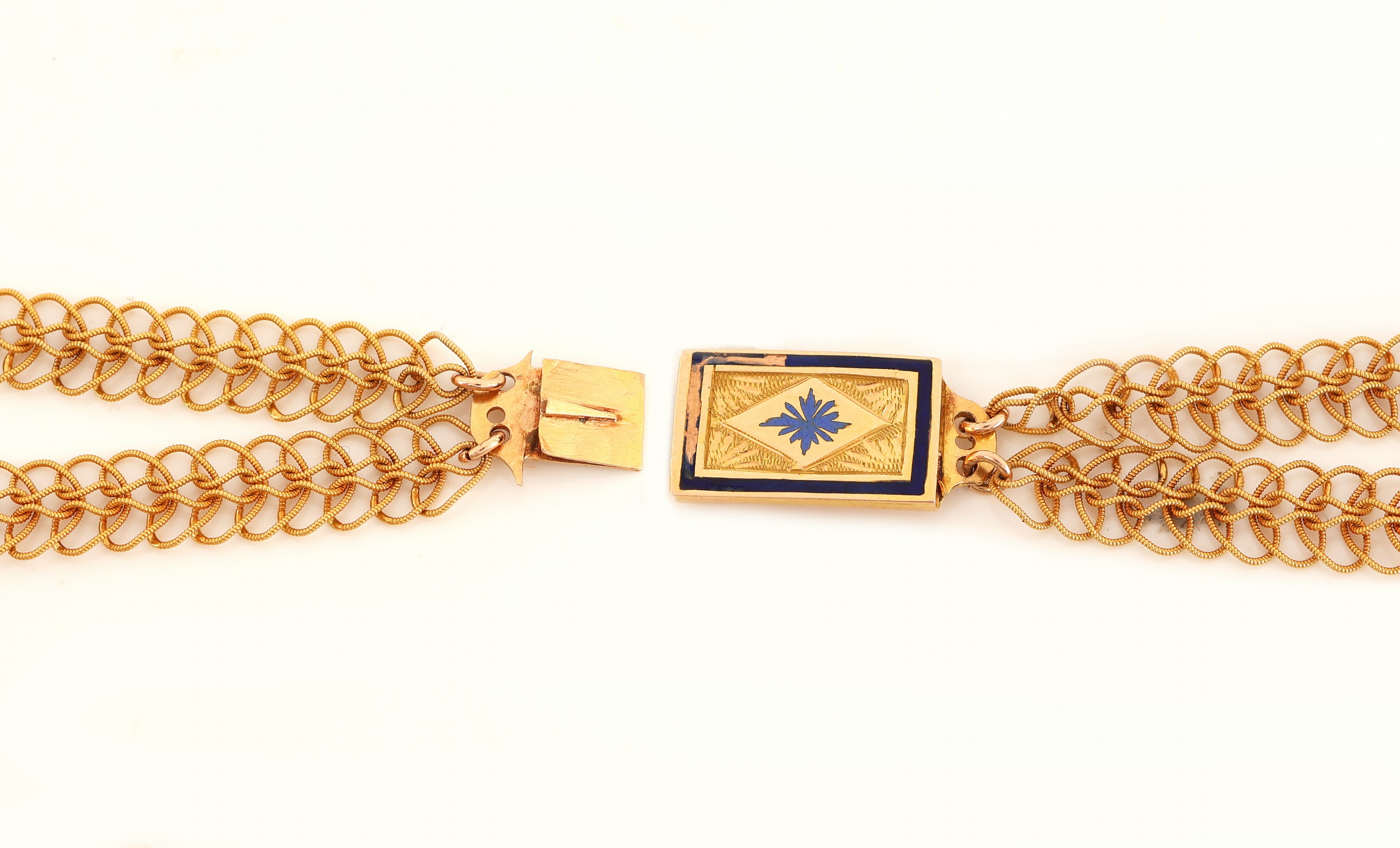 Detail f: 14 kt Gold Achat-Collier, um 1910, GG 585/000 gepr., 2-rhg., 5 ovale Zwischengliedermit Lagenstein-Kameen, Darstellungen nach antikem Vorbild, ...