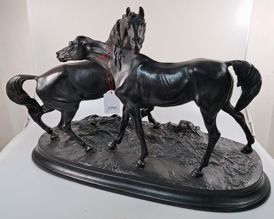 26984677a - Pierre Jules Mène, 1810- 1979, posthumer Eisenguß, mehrteilig, ein geschwärzt, ca. 34 ...