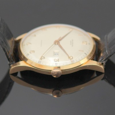 26984746c - UNIVERSAL GENEVE große Herrenarmbanduhr in RG 750/000, Handaufzug, Schweiz um ...
