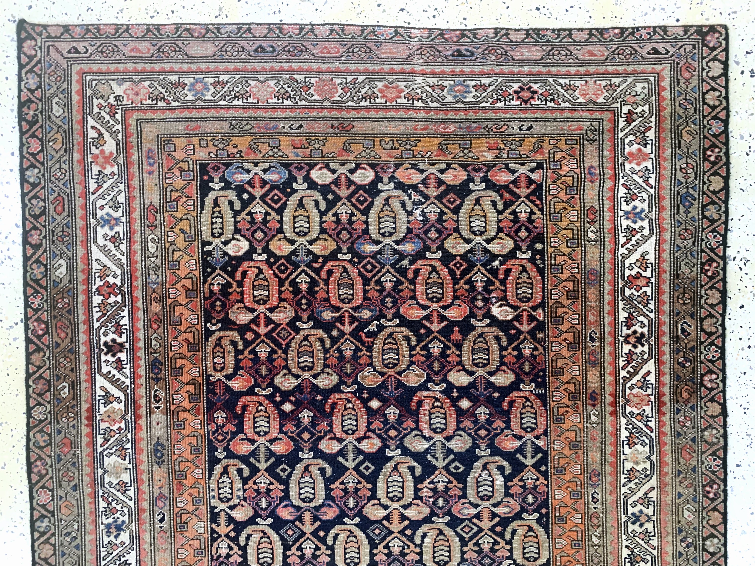Detail d: Antiker Malayer, Persien, um 1900, Wolle auf Baumwolle, ca. 260 x 145 cm, EHZ: 3
