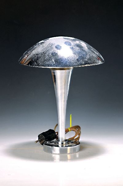 Image Tischleuchte, Claude Lumiere, Art-Deco-Stil, Metall verchromt, Pilzform, Elektrik nicht ...