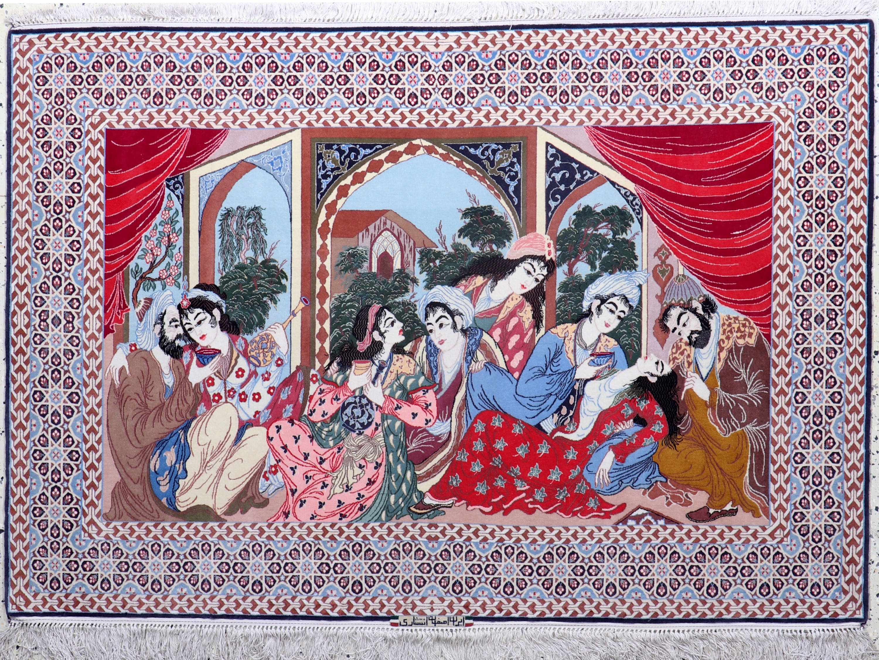 Esfahan fein Persien, signiert"Enteshari", Mitte 20.Jhd, Korkwolle auf Seide, ca. 175 x 120 cm, ca. 1,0 Mio. Kn/qm, EHZ: 1-2