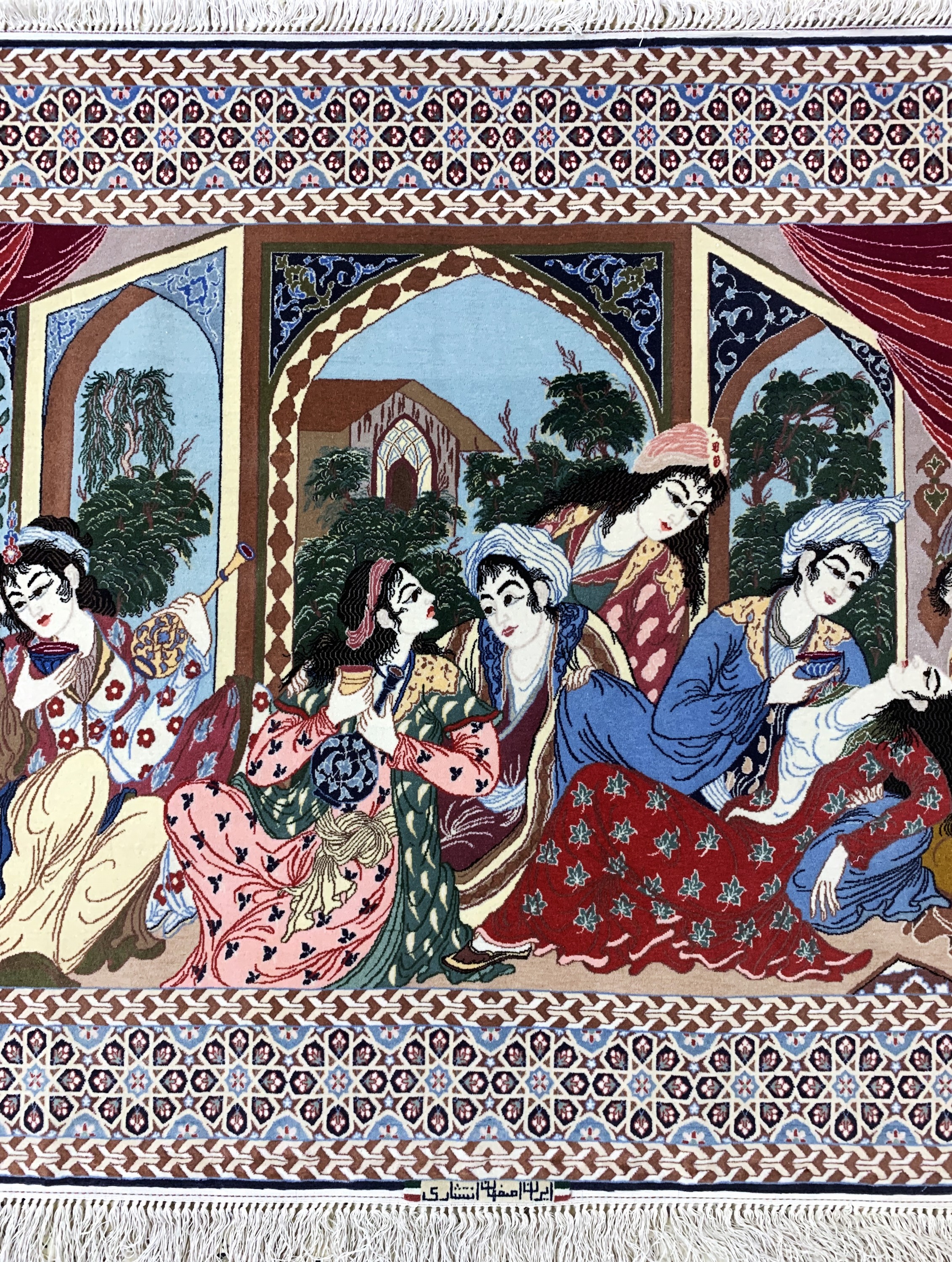 Detail b: Esfahan fein Persien, signiert"Enteshari", Mitte 20.Jhd, Korkwolle auf Seide, ca. 175 x 120 cm, ca. 1,0 Mio. Kn/qm, EHZ: 1-2