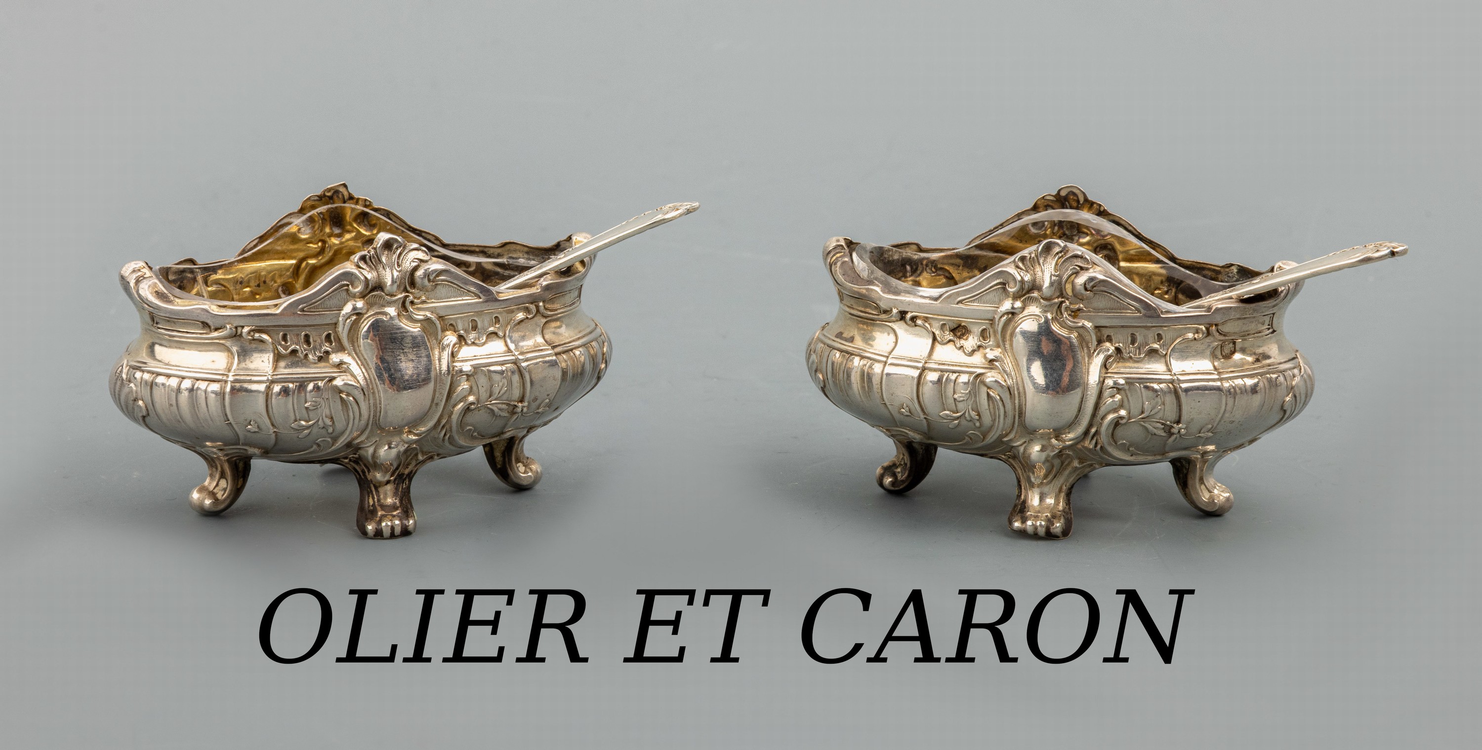 Image 26985884 - Salz-/Gewürzschälchen Paar, Frankreich um 1890, 950er Silber, teilvergoldet, ...