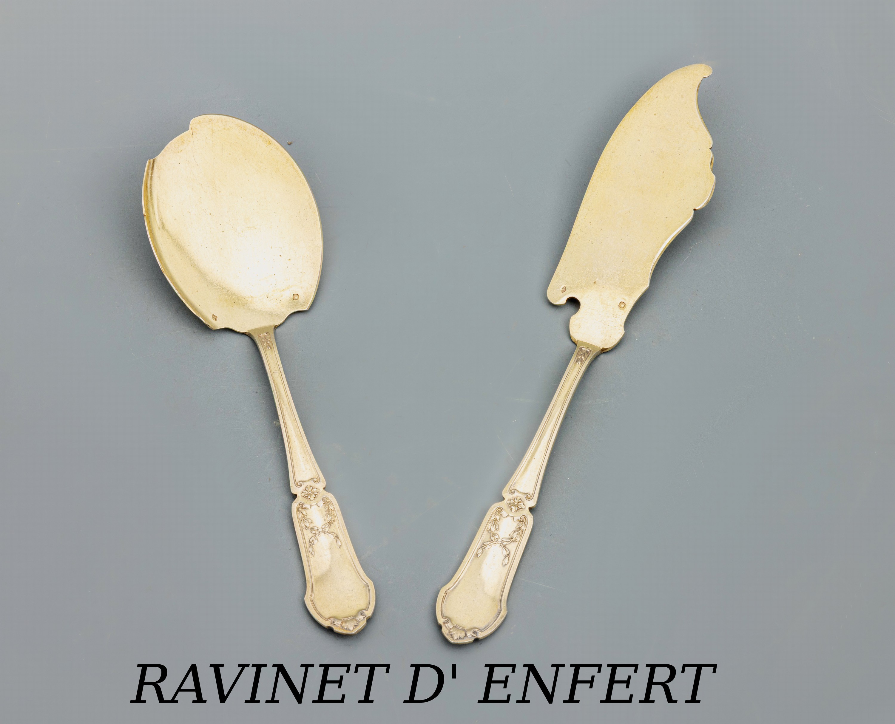 Image 26985893 - 2-teiliges Dessert-Vorlegebesteck, Frankreich um 1890/1900, 950er Silber teilvergoldet, ...