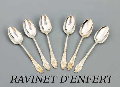 Image 6 Art Nouveau Mocha-/dessert spoons , France approx. 1900, silver 950, manufacturer´s ...