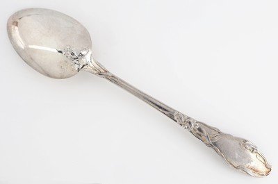 26985882b - 6 Jugendstil Mokka-/Dessertlöffel, Frankreich um 1900, 950er Silber, Meistermarke ...