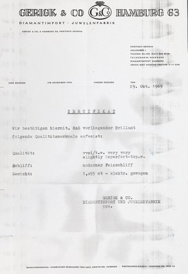 26985887a - 14 kt Gold Brillant-Ring, GG 585/000, qualitätvolle Verarbeitung, Brillant ca. 1.055ct ...