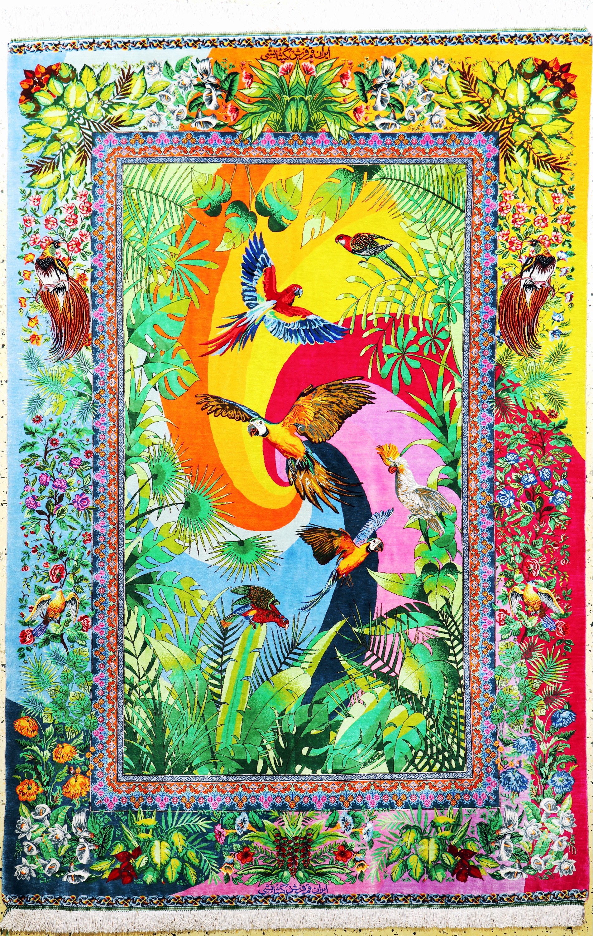 Ghom Seide fein Persien, signiert"Goshaieshi", Ende 20.Jhd, reine Naturseide, ca. 204 x 136 cm, ca. 1,0 Mio. Kn/qm, EHZ: 1(neuwertig)