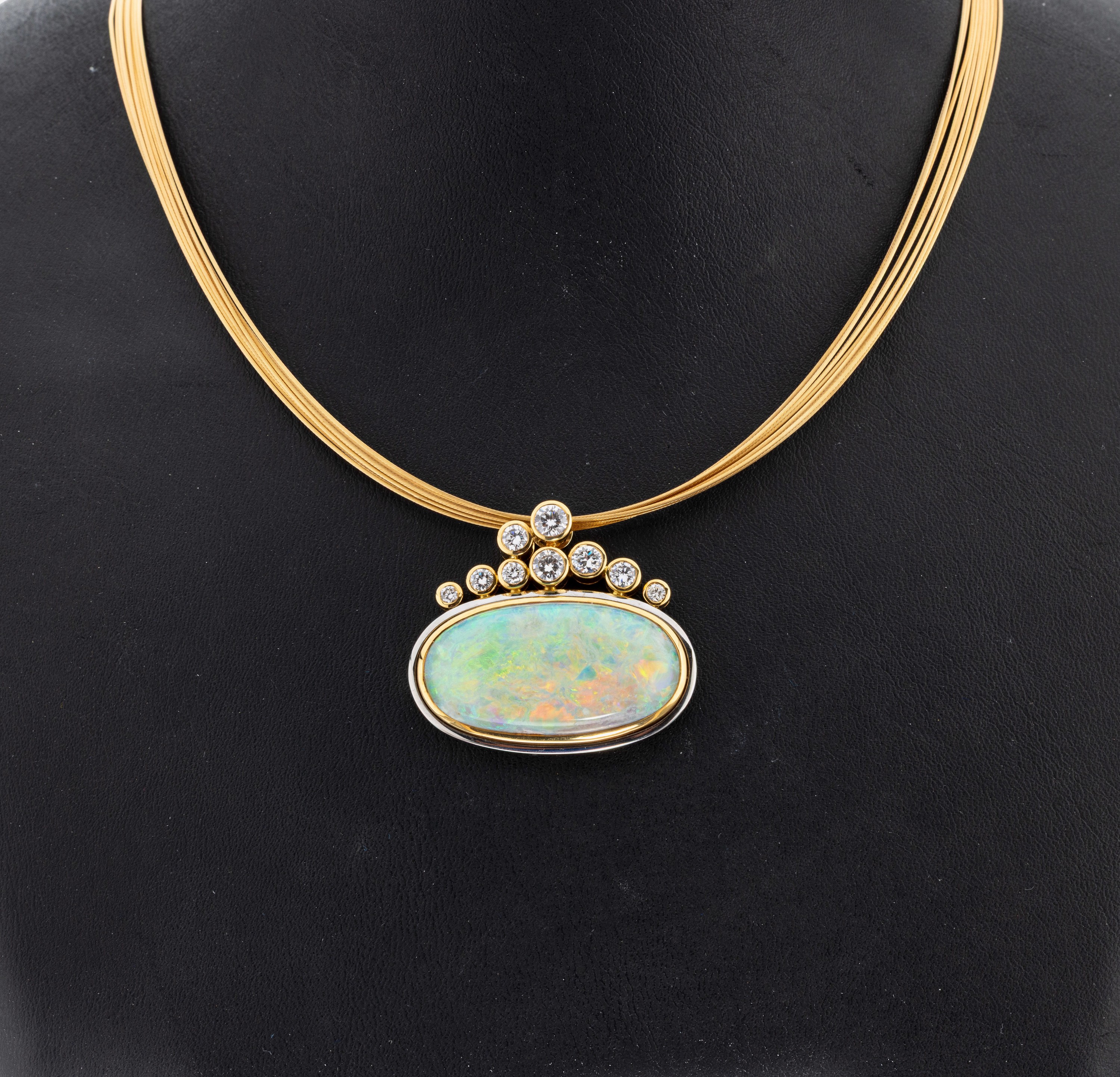 Image 26986021 - Exklusiver 18 kt Gold und Platin Opal- Brillant-Anhänger, GG 750/000 und Pt., ...