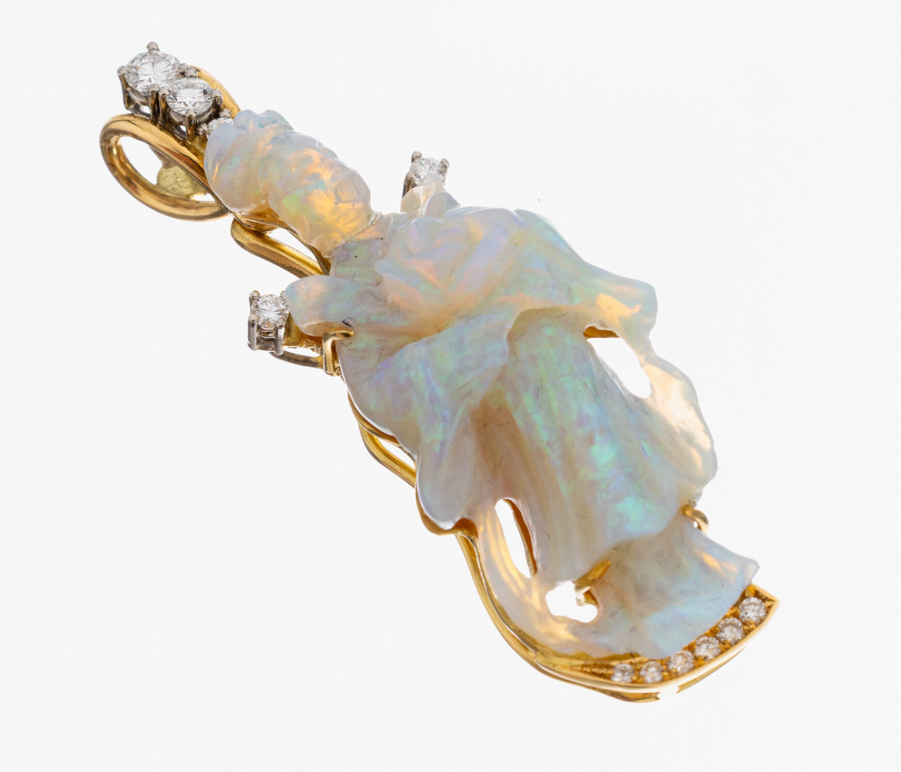 Image 26986042 - 18 kt Gold Opal-Brillant-Anhänger, GG/WG 750/000, Einzelanfertigung eines renommierten ...