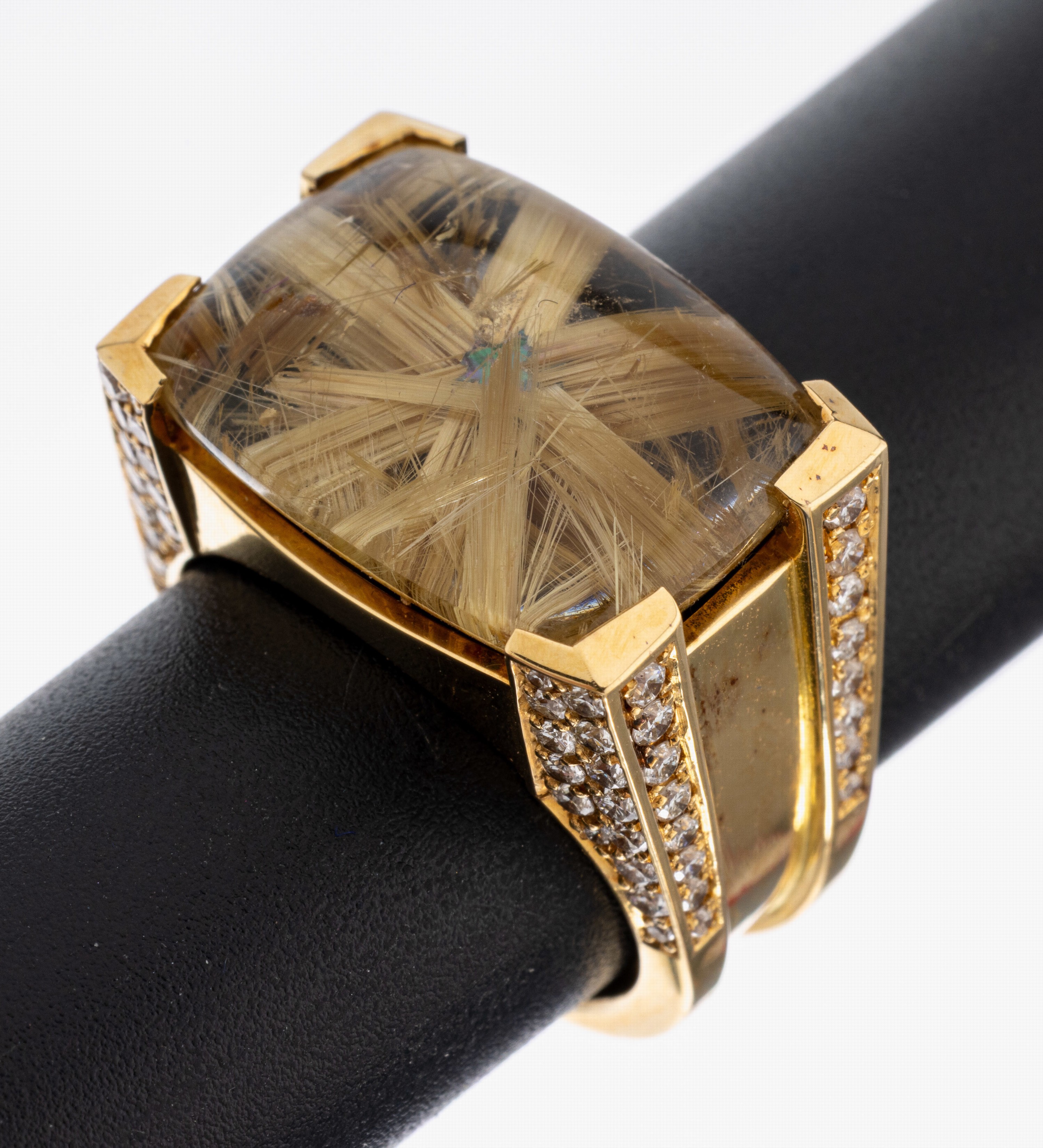 Image 26986050 - 18 kt Gold Rutilquarz-Brillant-Ring, GG 750/000, Einzelanfertigung eines renommierten ...