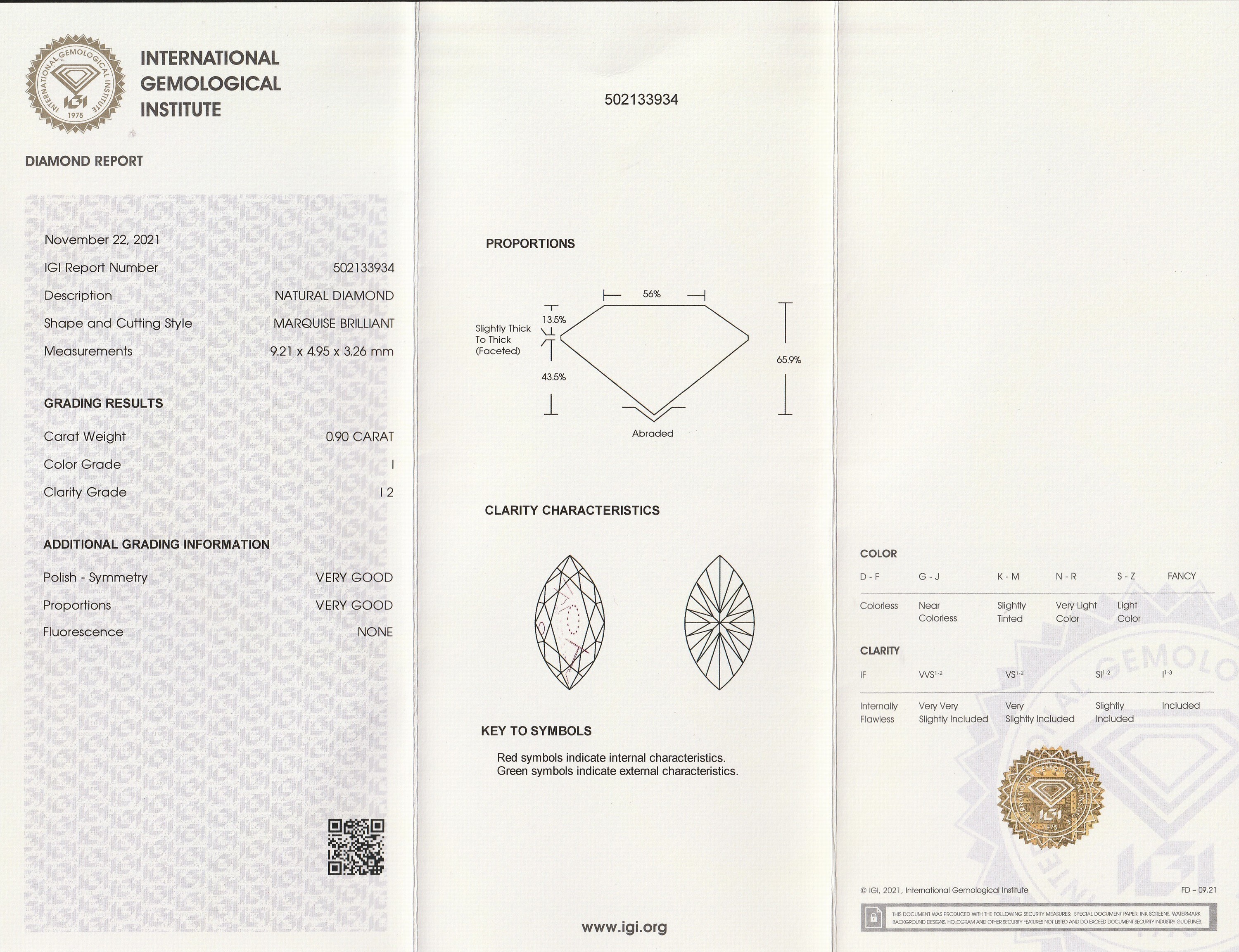 Detail b: Lose Diamantnavette ca. 0.90 ct l.get.Weiß(I)/p2, ca. 9.21 x 4.95 x 3.26 mm, IGI Expertise anbei, verschweißt
