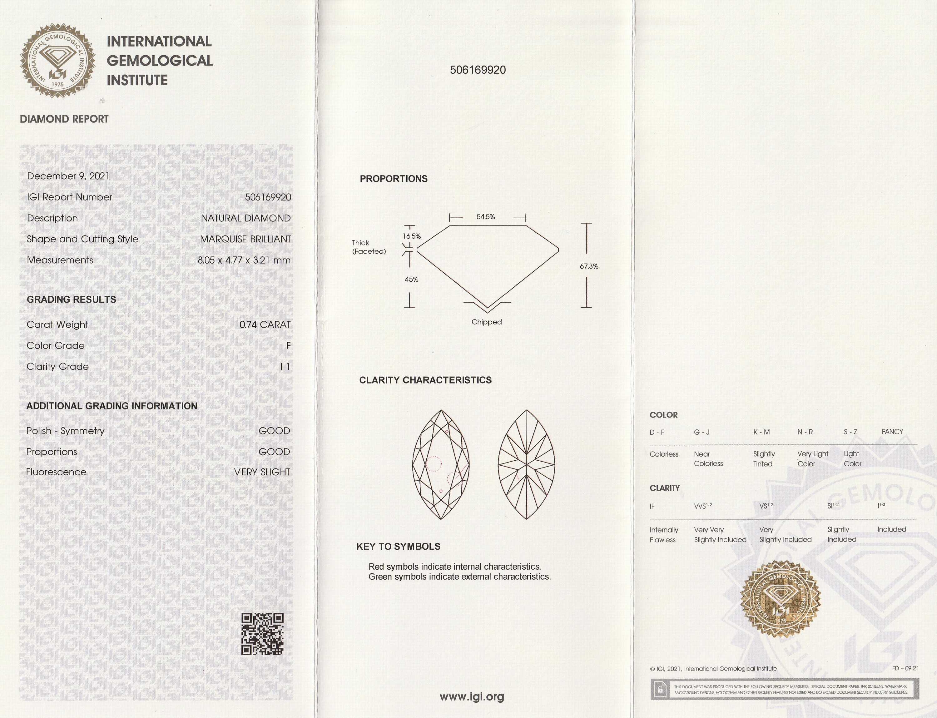 Detail b: Lose Diamantnavette ca. 0.74 ct feines Weiß(F)p1, ca. 8.05 x 4.77 x 3.21 mm, IGI Expertise anbei, verschweißt