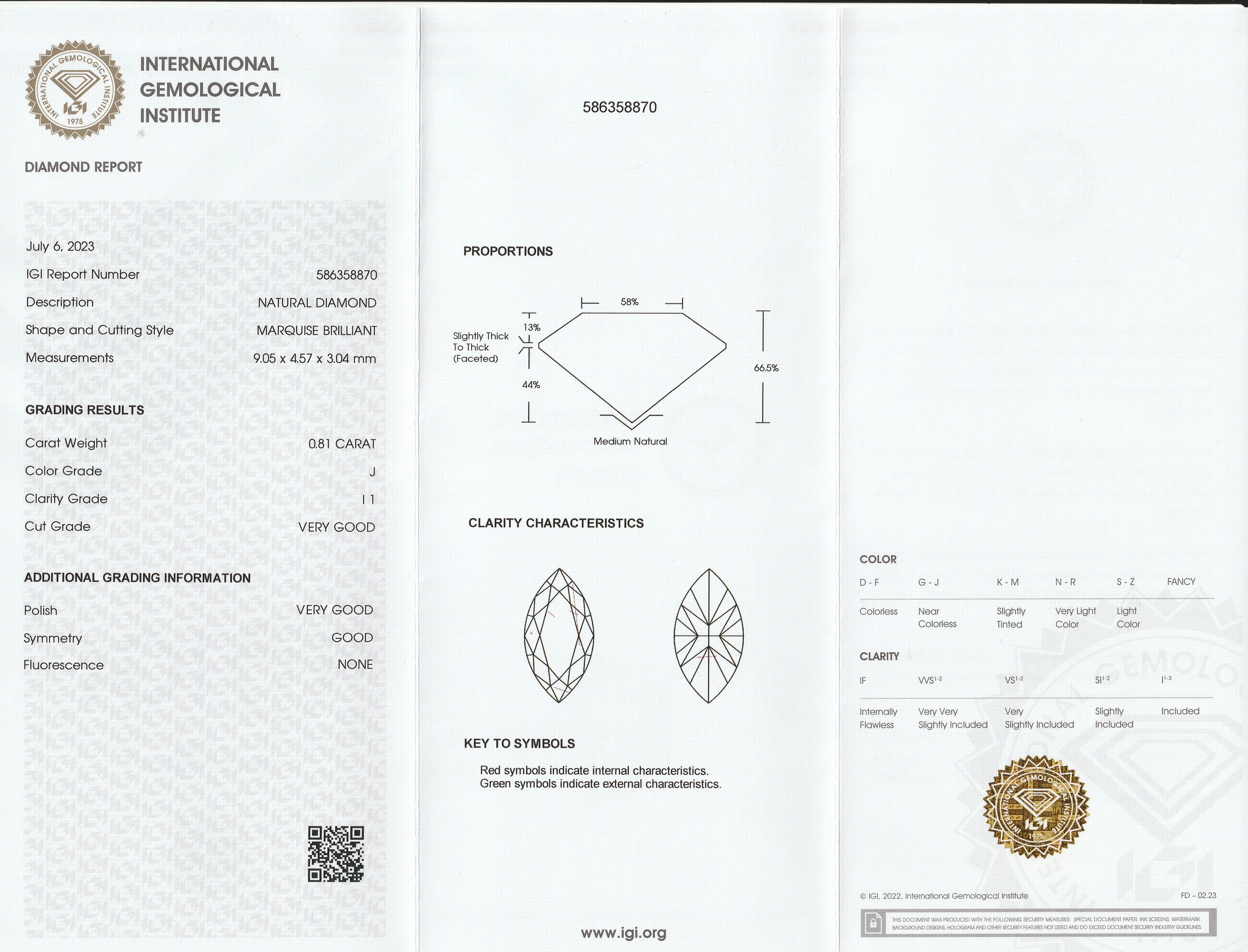 Detail b: Lose Diamantnavette ca. 0.81 ct l.get.Weiß(J)/p1, ca. 9.05 x 4.57 x 3.04 mm, IGI Expertise anbei, verschweißt