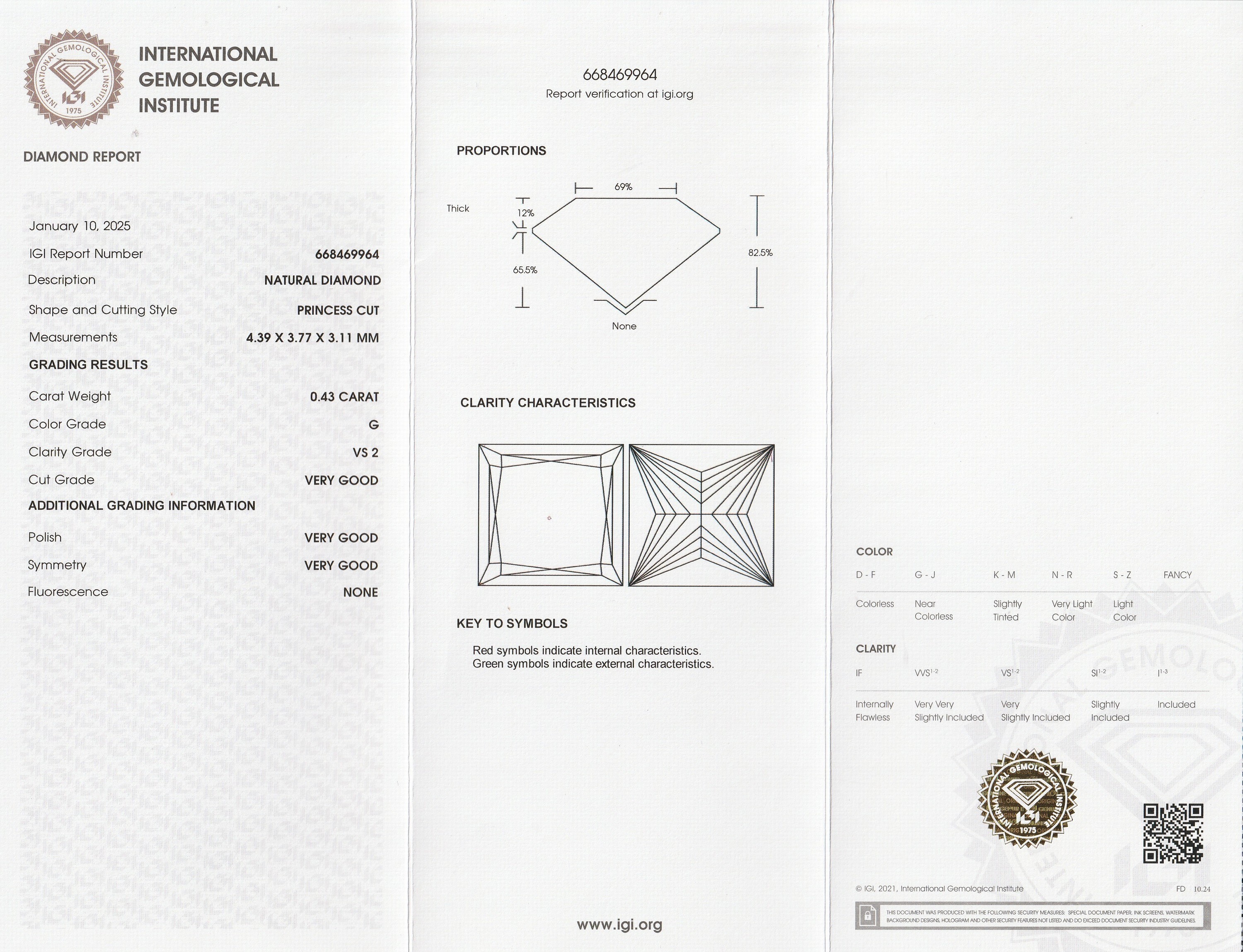 Detail b: Loser Diamant im Princess-Cut ca. 0.43 ct feines Weiß(G)/vs2, ca. 4.39 x 3.77 x 3.11 mm,IGI Expertise anbei, verschweißt